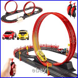 Electric Slot Car Race Track Set Kids Toy 2 Cars, 2 Controllers