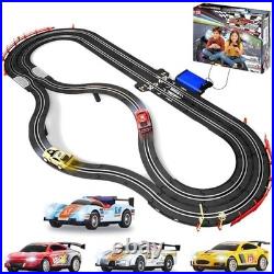 Electric Slot Car Race Track Set with 4 Cars 2 Remotes Lap Counter Age 8 12 Boys