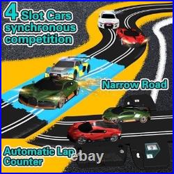Electric Slot Car Race Track Set with 4 Cars 2 Remotes Lap Counter Age 8 12 Boys