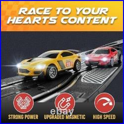 Electric Slot Car Race Track Set with 4 Cars 2 Remotes Lap Counter Age 8 12 Boys