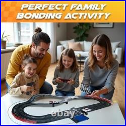 Electric Slot Car Race Track Set with 4 Cars 2 Remotes Lap Counter Age 8 12 Boys