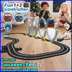 Electric Slot Car Race Track Set with 4 Cars 2 Remotes Lap Counter Age 8 12 Boys