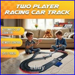 Electric Slot Car Race Track Set with 4 Cars 2 Remotes Lap Counter Age 8 12 Boys