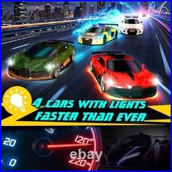 Electric Slot Car Race Track Set with 4 Cars 2 Remotes Lap Counter Age 8 12 Boys