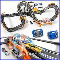 Electric Slot Car Race Track Sets with 4 High-Speed Racing Slot Cars Dual Racing