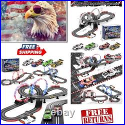 Exciting 24.3ft Slot Car Track Set with LED Cars Perfect Gift for Ages 6-12