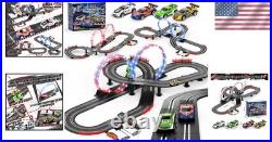 Exciting 24.3ft Slot Car Track Set with LED Cars Perfect Gift for Ages 6-12