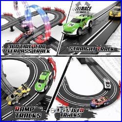 Exciting 24.3ft Slot Car Track Set with LED Cars Perfect Gift for Ages 6-12