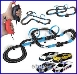High-Speed Dual Track Slot Car Racing Set with 4 Vehicles, 2 Hand Controls & Lap High-Speed Dual Track Slot Car Racing Set with 4 Vehicles, 2 Hand Controls & Lap