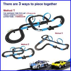 High-Speed Dual Track Slot Car Racing Set with 4 Vehicles, 2 Hand Controls & Lap