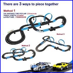 High-Speed Dual Track Slot Car Racing Set with 4 Vehicles, 2 Hand Controls & Lap