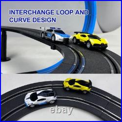 High-Speed Dual Track Slot Car Racing Set with 4 Vehicles, 2 Hand Controls & Lap