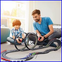 High-Speed Electric Powered Super Loop Speedway Slot Car Track Set, Two Cars