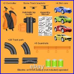 High-Speed Slot Car Race Track Set with 4 Cars, Electric/Battery, Dual Lap Count