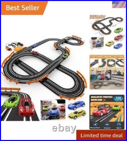 High-Speed Slot Car Race Track Set with 4 Cars Electric or Battery Powered