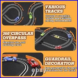 High-Speed Slot Car Race Track Set with 4 Cars Electric or Battery Powered