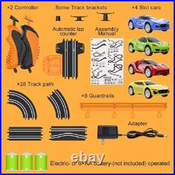 High-Speed Slot Car Race Track Set with 4 Cars Electric or Battery Powered
