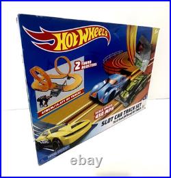 Hot Wheels Slot Car Track Set 15.4 Feet Scale Speed 450 Mph 2 Turbo Boosters New