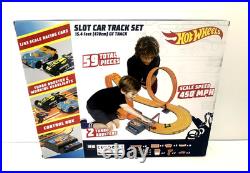 Hot Wheels Slot Car Track Set 15.4 Feet Scale Speed 450 Mph 2 Turbo Boosters New