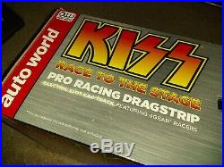 KISS Slot track RACE TO THE STAGE Dragstrip NIB 4 Gear KISS Slot Car Racers