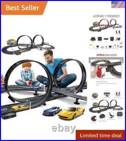 Kids Slot Car Race Track Set Electric Powered 82 Pieces Sports Toy