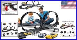 Kids Slot Car Race Track Set Electric Powered 82 Pieces Sports Toy