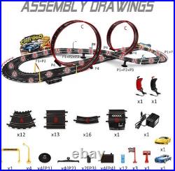 Kids Slot Car Race Track Set Electric Powered 82 Pieces Sports Toy