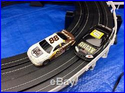 LIFE-LIKE Slot Car Track Set 1/64 HO Scale + 2 Life Like NASCAR Cars