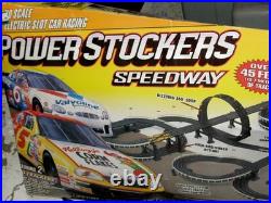 Life-Like NASCAR Power Stockers Speedway HO Scale Slot Racing Set! Huge Track