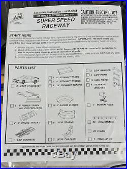 Life Like Race Track HO NASCAR Slot Racing Set Complete With Box 45' Long Track
