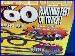NICE 1995 TOMY #9876 HO SCALE AFX SUPER G GIANT RACEWAY SLOT CAR TRACK With4 CARS