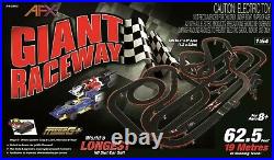 New AFX Giant Raceway 62.5' HO Slot Car Track Set withTri-Power Pack