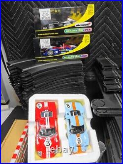 SCALEXTRIC 1/32 LOT of Slot Car Track, Controllers & 6x Cars 195+ Pieces Total