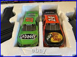 SCX Nascar Super Speedway 132 Slot Car Set Danica Patrick Tony Stewart Bass Pro