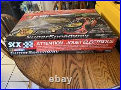 SCX Nascar Super Speedway 132 Slot Car Set Danica Patrick Tony Stewart Bass Pro