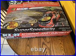 SCX Nascar Super Speedway 132 Slot Car Set Danica Patrick Tony Stewart Bass Pro