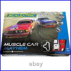 Scalextric C1449T Muscle Car Mayhem Mustang vs Camaro 132 Slot Car Track Set