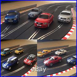 Scalextric Digital 4 Lane Layout with Chicanes / Hairpins & 4 Digital Cars
