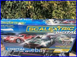 Scalextric Digital Super GT Slot Car Race Cars Track Controllers Box Not Tested