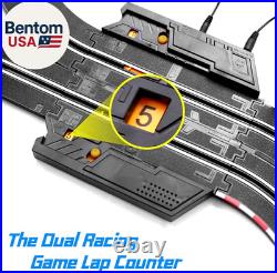 Slot Car Race Track Set, 19Ft Electric Track with LED Lights and 4 Slot Cars, 2