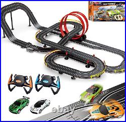 Slot Car Race Track Set Electric Powered Super Loop Speedway with Four Cars for