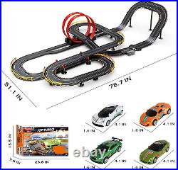 Slot Car Race Track Set Electric Powered Super Loop Speedway with Four Cars for