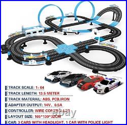 Slot Car Race Track Set, High Speed Series Tram Dual Track Set with 4 License