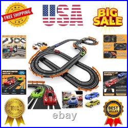 Slot Car Race Track Sets with 4 High-Speed Racing Car, Battery or Electric Ra