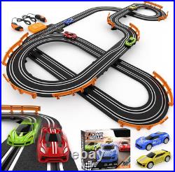 Slot Car Race Track Sets with 4 High-Speed Racing Car, Battery or Electric Race