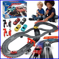 Slot Car Race Track Sets with 4 High-Speed Racing Cars, 2 Control Method Hand