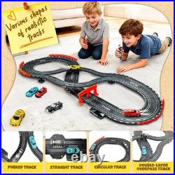 Slot Car Race Track Sets with 4 High-Speed Racing Cars, 2 Control Method Hand
