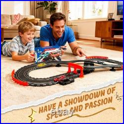 Slot Car Race Track Sets with 4 High-Speed Racing Cars, 2 Control Method Hand