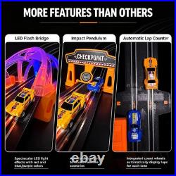 Slot Car Race Track Sets with 4 High-Speed Racing Slot Cars Electric Dual Racing