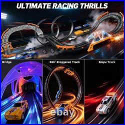 Slot Car Race Track Sets with 4 High-Speed Racing Slot Cars Electric Dual Racing